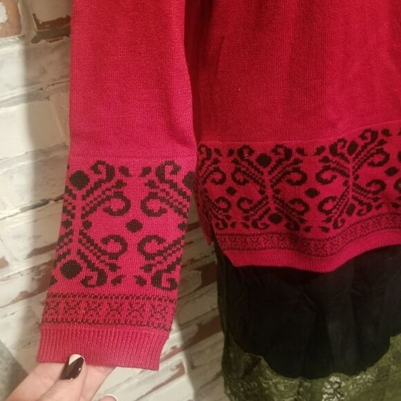 2 Piece Red/Blk Sweater w/ Scarf SET Small - Picture 4 of 6